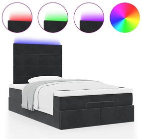Estrutura de cama otomana com colchões 120x200 cm veludo preto