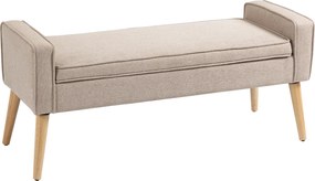 HOMCOM Banco Armazenamento Estofado Linho Tampa Abatível Pés Madeira Design Elegante 120x45x54cm Bege | Aosom Portugal