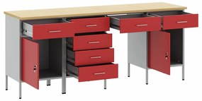 Conjunto de Armário e Mesa de Trabalho VidaXL 4 Peças Vermelho em Made