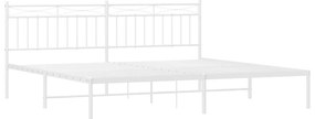 Estrutura de cama com cabeceira 200x200 cm metal branco
