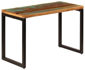 Mesa de jantar 115x55x76 cm madeira recuperada maciça e aço