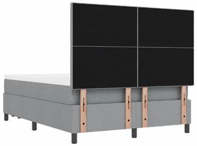 Cama Box com Colchão e Banco Cinza Claro 160x200 cm Tecido
