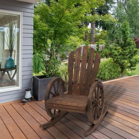 Outsunny Cadeira de balanço de madeira maciça rústica para terraço ao ar livre ou poltrona de balanço de jardim 88x68x97 cm Cor de madeira envelhecida
