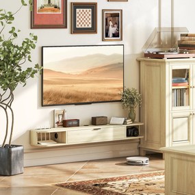 Móvel de TV Suspenso com  Orifício para Cabos Estilo Moderno para Televisão 60 Polegadas 140x24x16 cm Madeira