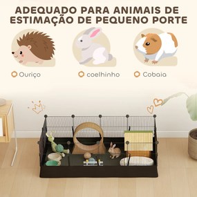 Gaiola Metálica para Animais de 12 Painéis DIY Tapete Impermeável (OUTROS ACESSORIOS NÃO INCLUIDOS) para Porquinhos-da-Índia Ouriços 120x60x40 cm Pret