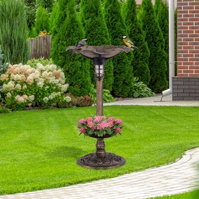 Bebedoro para aves com luz solar para jardim Ø43 x 76 cm bronze