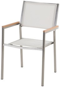 Conjunto de mesa com tampo triplo granito polido preto 180 x 90 cm e 6 cadeiras brancas GROSSETO Beliani