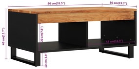 Mesa de centro 90x50x40 cm madeira de acácia maciça