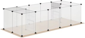 PawHut Cerca para Animais DIY com 20 Painéis e Esteira Parque para Pequenos Animais para Porquinhos-da-Índia e Ouriços 175x70x45 cm Branco | Aosom Portugal
