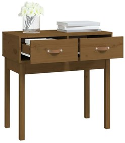 Mesa consola 76,5x40x75 cm madeira de pinho maciça castanho mel