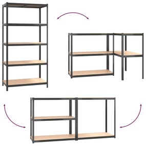 Estante 5 prateleiras 2 pcs madeira processada/aço antracite