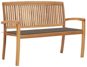 vidaXL Banco de jardim empilhável c/ almofadão 128,5 cm teca maciça