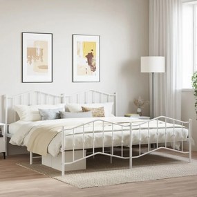 Estrutura de cama com cabeceira e pés 200x200 cm metal branco