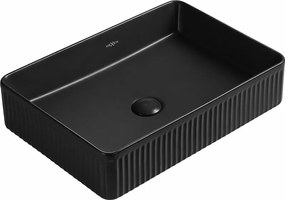 Mexen Grovo lavatório de bancada com ranhuras 50 x 34 cm, preto mate - 22305085
