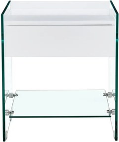 Mesa de Cabeceira DARLING – 45x45x50 cm – Vidro Temperado Transparente