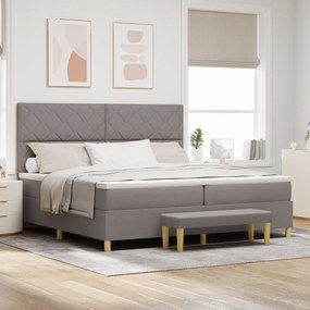 vidaXL Cama Box Spring com Colchão e Banco Taupe 200x200 cm Tecido
