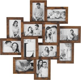 12 molduras para fotografias de 10 x 15 cm – decoração de parede castanho vintage