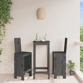 Cadeiras de bar 2 pcs 40x42x120 cm pinho maciço cinzento