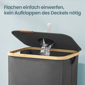 Caixote lixo para garrafas de 140 L, recipiente de reciclagem com tampa e saco interior 52,5 x 38,5 x 70,5 cm cinza-bege