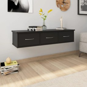 800595 vidaXL Prateleira gavetas p/ parede 88x26x18,5 cm contraplacado preto