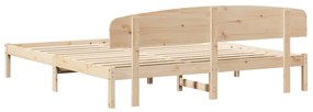 Estrado de Cama com Cabeceira 180x200 cm Madeira Maciça de Pinho