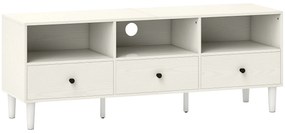 HOMCOM Móvel de TV Moderno com 3 Compartimentos Abertos 3 Gavetas para Televisão de 45/55/65 Polegadas 120x34x45 cm Branco | Aosom Portugal