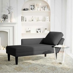 Chaise lounge c/ almofada/apoio de braços direito veludo preto