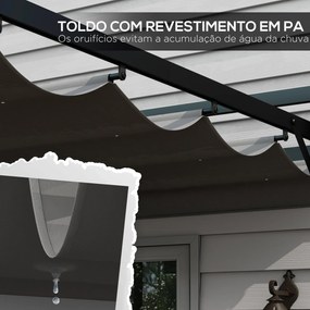Pérgola 3x4 Pérgola de Jardim com Teto Retrátil de Poliéster e 12 Orif