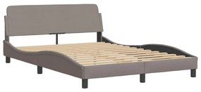 Cama sem colchão 140x200 cm tecido castanho-acinzentado