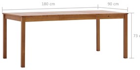 Mesa de jantar 180x90x73 cm madeira de pinho castanho mel