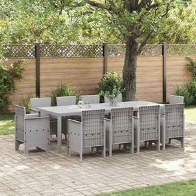 vidaXL Conjunto de Jantar de Jardim 11 Peças com Almofadas Cinza Claro em Rattan Poliéster