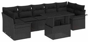 Conjunto de Sofá de Jardim de 8 Peças com Almofadas em Rattan Poliéste