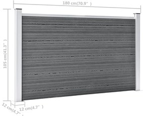 Painel de vedação para jardim 872x106 cm WPC cinzento