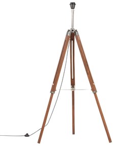Candeeiro de chão tripé 141 cm teca maciça castanho mel/branco