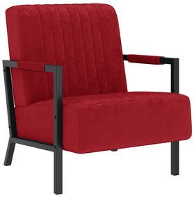 vidaXL Poltrona em veludo vermelho tinto