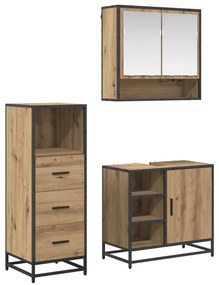 vidaXL Conjunto de Móveis para Banheiro 3 pcs Carvalho Artesanal