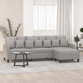 vidaXL Sofá de 3 lugares com apoio de pés 210 cm tecido cinzento-claro
