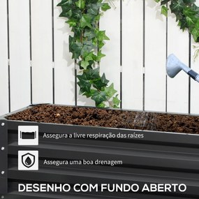Caixa de Plantio de 2 Níveis Floreira Exterior de Aço com Desenho de E