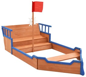 Caixa de areia navio pirata 190x94,5x101 cm madeira de abeto
