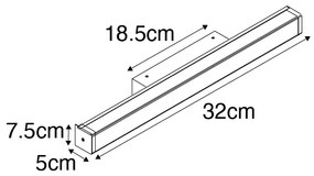 Candeeiro de parede de casa de banho latão 32 cm incl. LED IP44 - Cascada Moderno