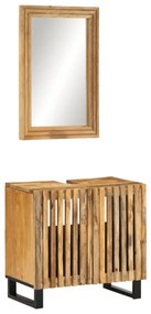 vidaXL 2 pcs conj. móveis p/ casa de banho mangueira áspera maciça