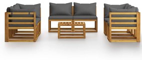 9 pcs conjunto lounge de jardim com almofadões acácia maciça