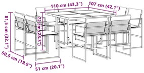 9 pcs conj. de jantar para jardim c/ almofadões textilene preto