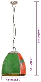 Candeeiro suspenso industrial redondo 25W 42 cm E27 multicor
