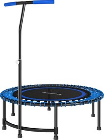 Trampolim de fitness de 114 cm, cordas elásticas, pega ajustável em 5 posições, trampolim de exercício silencioso, azul