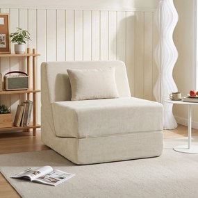 Poltrona-Cama de Chão, 90 x 76 x 74 cm, Convertível 3 em 1, Bege