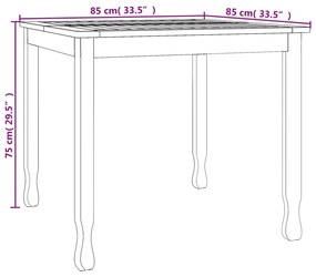 Mesa de jantar p/ jardim 85x85x75 cm madeira de teca maciça