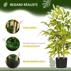 Bambu artificial, Plantas artificiais, altura 60 cm – tronco, ramos, líquen, folhas, muito realista e vaso incluído