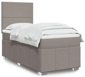 Cama com molas/colchão 90x200 cm tecido castanho-acinzentado