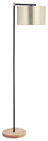 HOMCOM Candeeiro de Pé com Ecrã Suspenso de Tecido Suporte para Lâmpada E27 Máx 40W Base de Madeira 48x32x152cm Dourado | Aosom Portugal